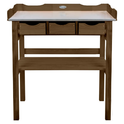 Esschert Design Potting Table with Drawers Brown