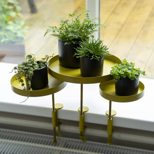 Esschert Design Plant Tray with Clamp Round Gold S