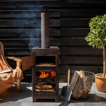 Esschert Design Terrace Stove with Pizza Oven Rust