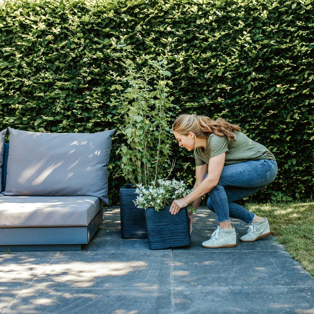 Capi Planter Nature Rib Square 30x30 cm Black KBLR902