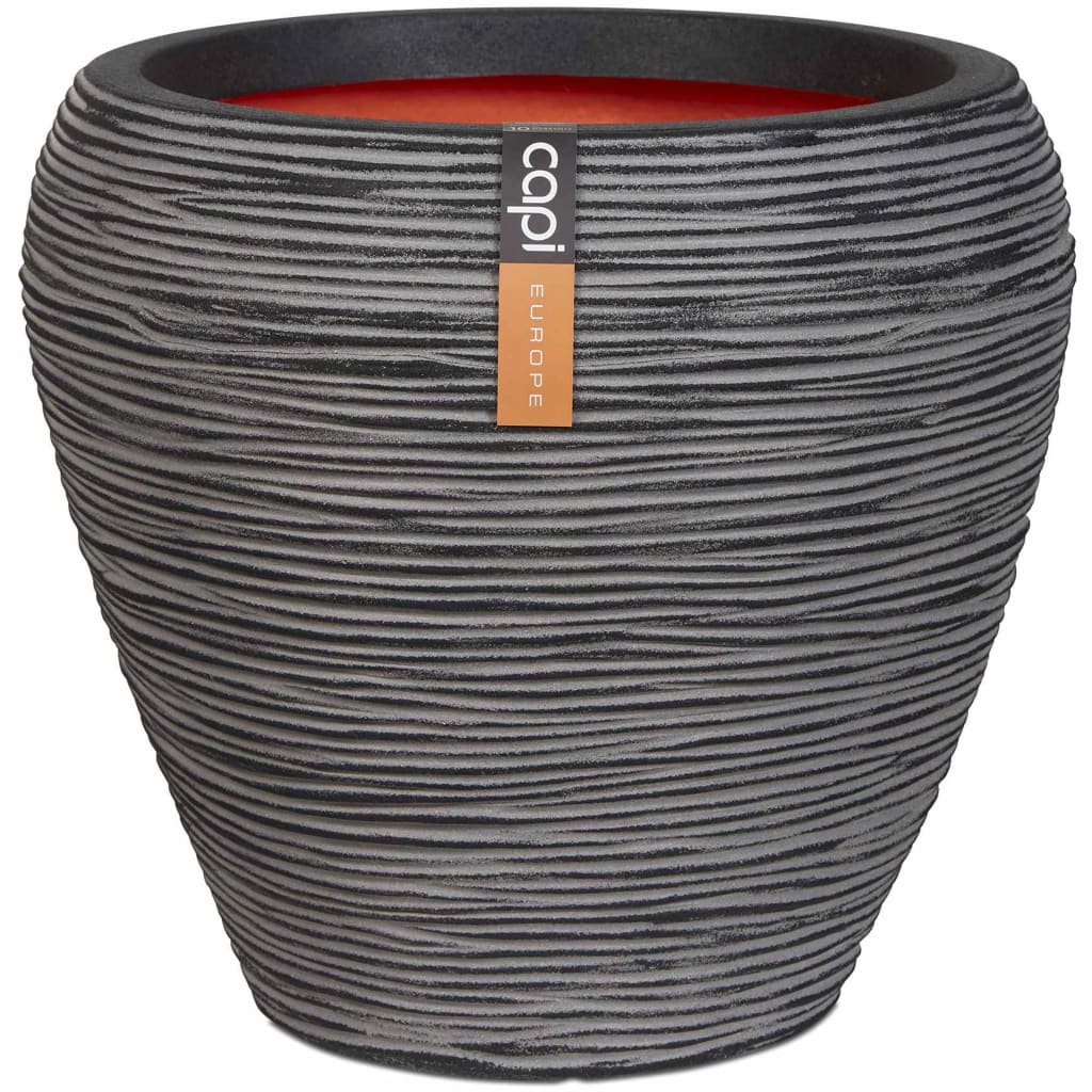 Capi Vase Nature Rib Tapered 42x38 cm Anthracite KOFZ362