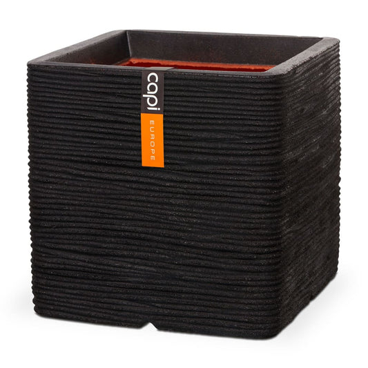 Capi Planter Nature Rib Square 50 x 50 cm Black