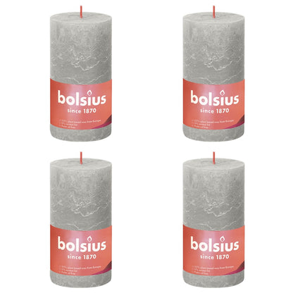 Bolsius Rustic Pillar Candles Shine 4 pcs 130x68 mm Sandy Grey