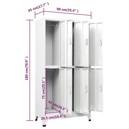 Locker Cabinet with 6 Compartments Steel 90x45x180 cm Grey