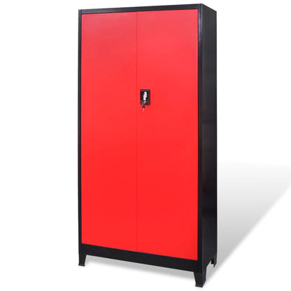 Tool Cabinet with 2 Doors Steel 90x40x180 cm Black and Red