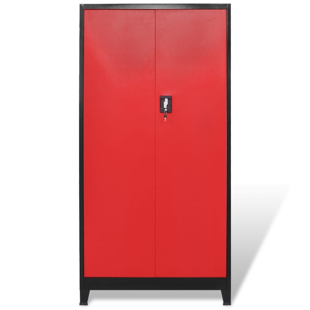 Tool Cabinet with 2 Doors Steel 90x40x180 cm Black and Red