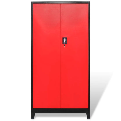 Tool Cabinet with 2 Doors Steel 90x40x180 cm Black and Red