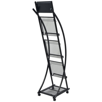 Magazine Rack 40x32x131 cm Black A4