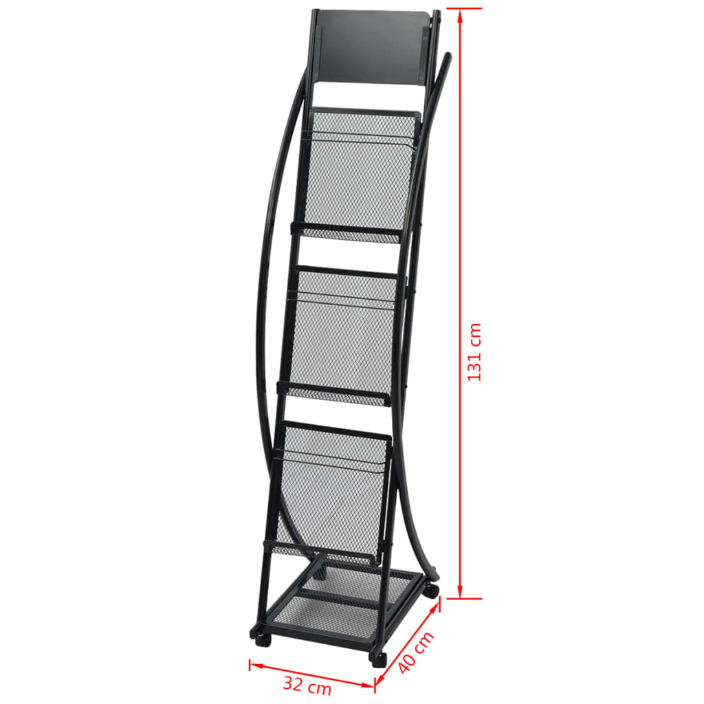 Magazine Rack 40x32x131 cm Black A4