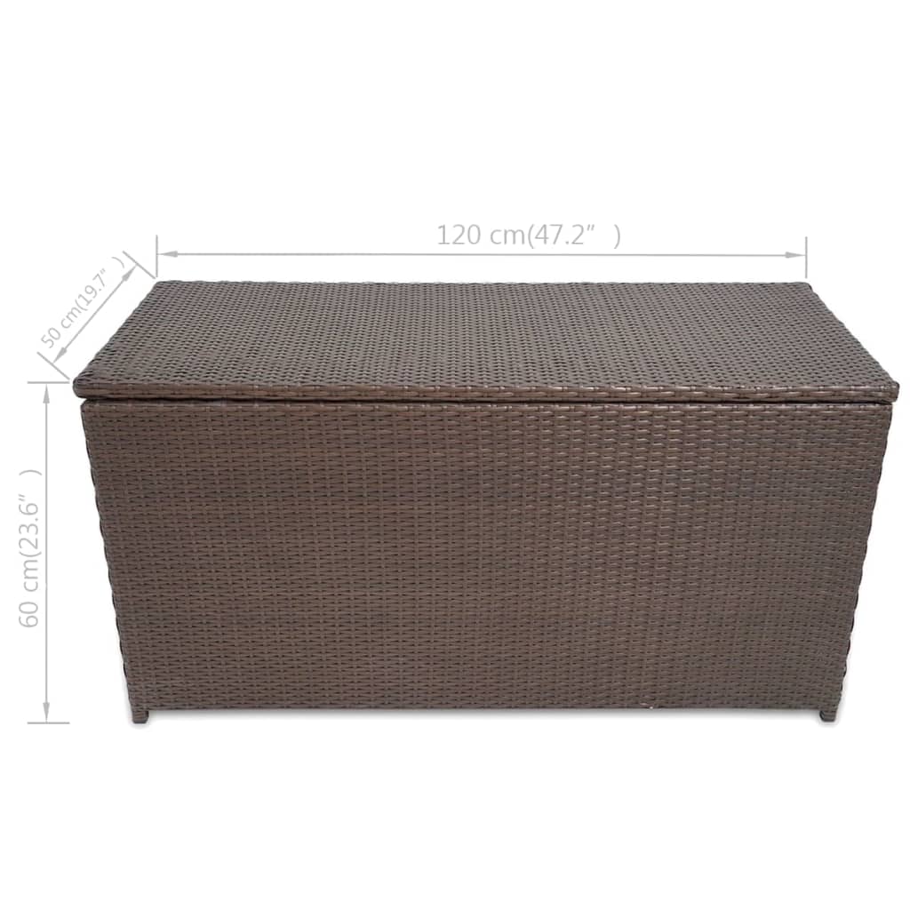 Garden Storage Box Brown 120x50x60 cm Poly Rattan