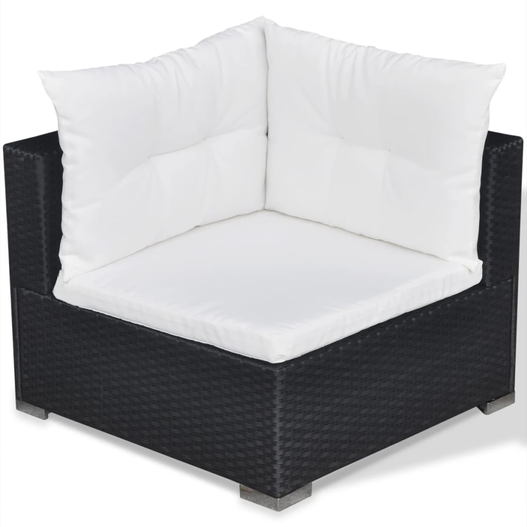 6 Piece Garden Lounge Set with Cushions Poly Rattan Black