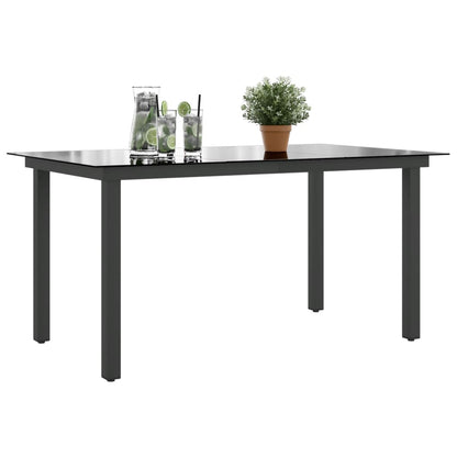 Garden Table Black 150x90x74 cm Aluminium and Glass