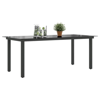 Garden Table Black 190x90x74 cm Aluminium and Glass