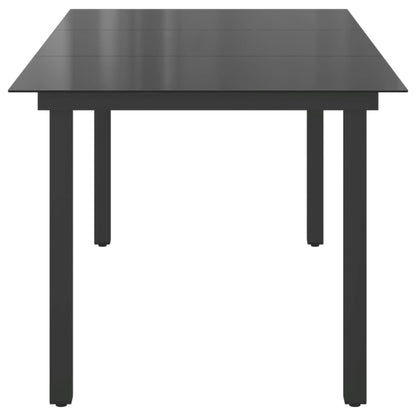 Garden Table Black 190x90x74 cm Aluminium and Glass