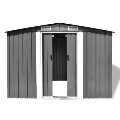 Garden Storage Shed Grey Metal 257x205x178 cm