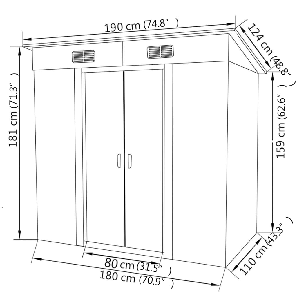 Garden Shed Green Metal