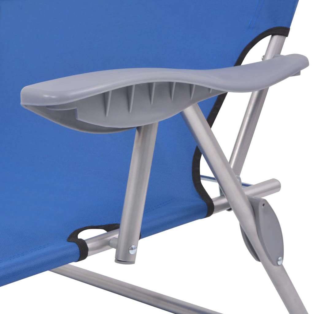 Sun Lounger with Canopy Steel Blue