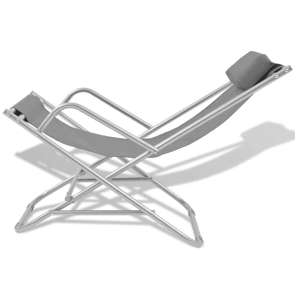 Reclining Deck Chairs 2 pcs Steel Grey