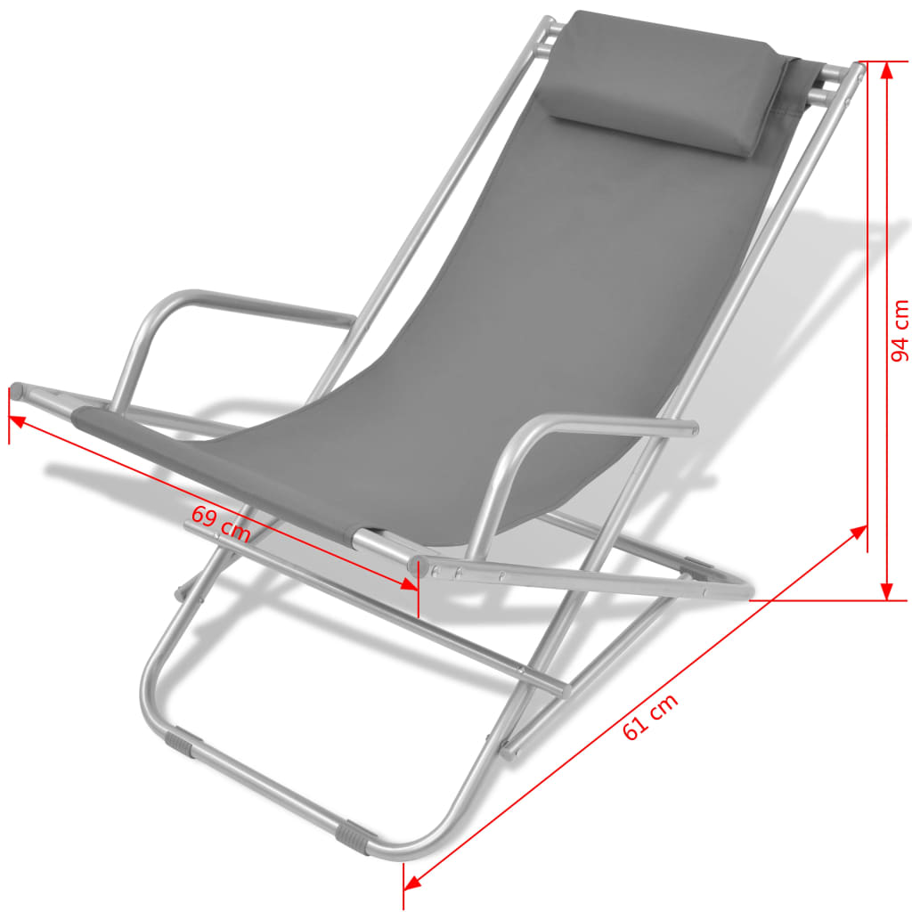 Reclining Deck Chairs 2 pcs Steel Grey