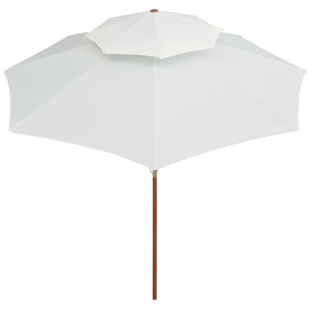 Double Decker Garden Parasol 270x270 cm Wooden Pole Cream White