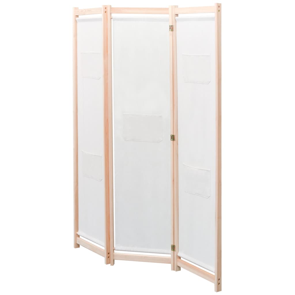 3-Panel Room Divider Cream 120x170x4 cm Fabric