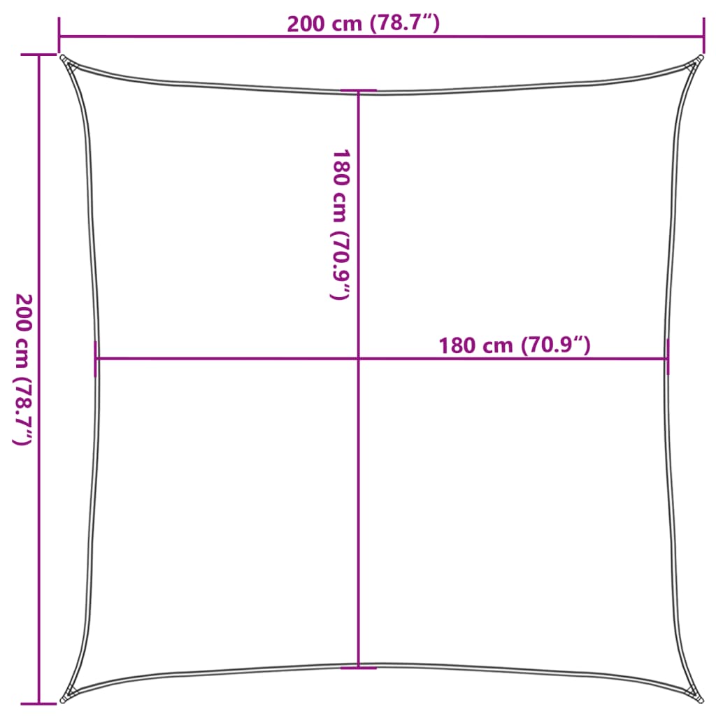 Sunshade Sail HDPE Square 2x2 m Cream