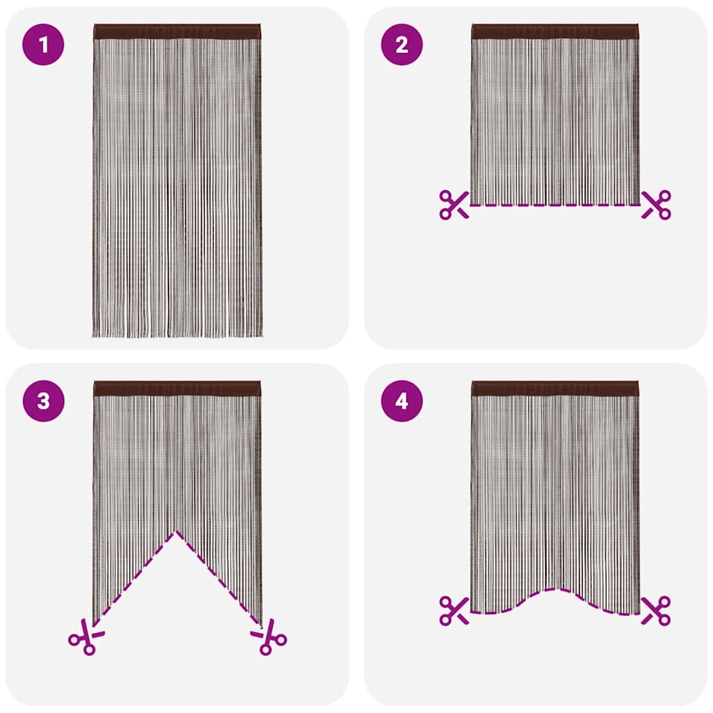 String Curtains 2 pcs 100x250 cm Brown