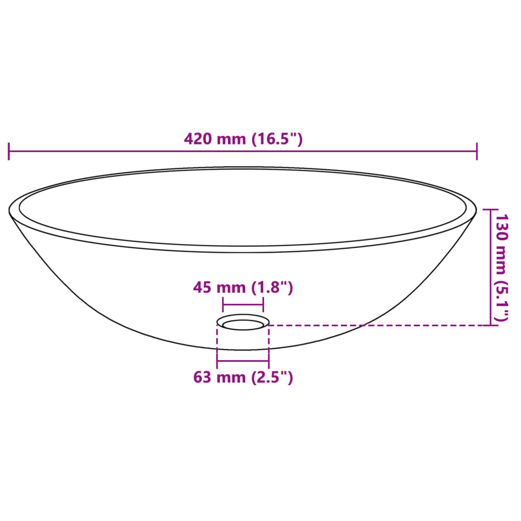 Basin Tempered Glass 42 cm Transparent