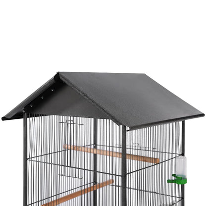 Bird Cage with Roof Black 66x66x155 cm Steel