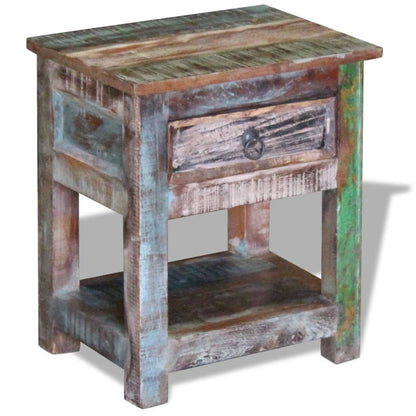 Side Table with 1 Drawer Solid Reclaimed Wood 43x33x51 cm