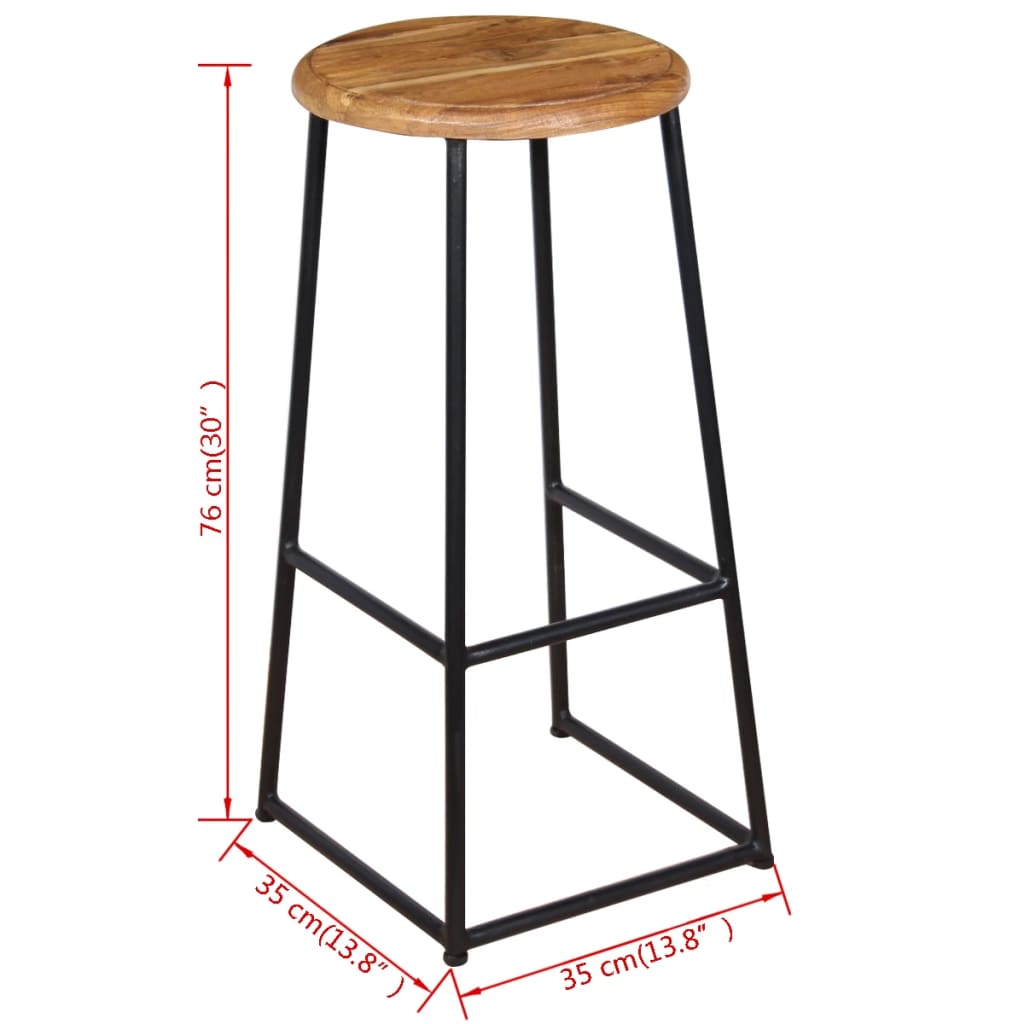 Bar Stools 2 pcs Solid Teak Wood