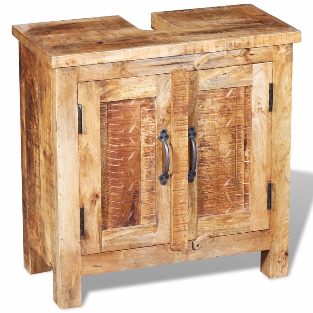 Bathroom Vanity Cabinet with Mirror Solid Mango Wood