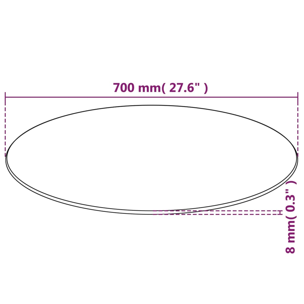 Table Top Tempered Glass Round 700 mm