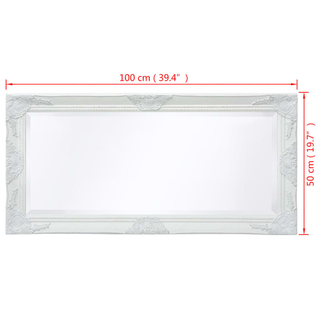 Wall Mirror Baroque Style 100x50 cm White