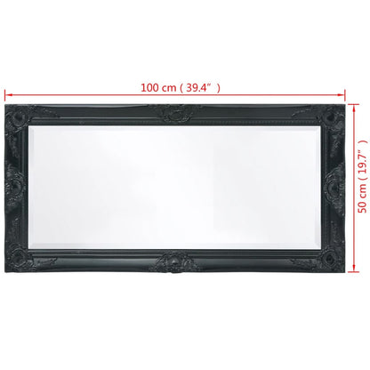 Wall Mirror Baroque Style 100x50 cm Black