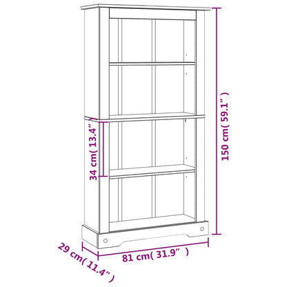 4-Tier Bookcase Mexican Pine Corona Range 80x29x150 cm