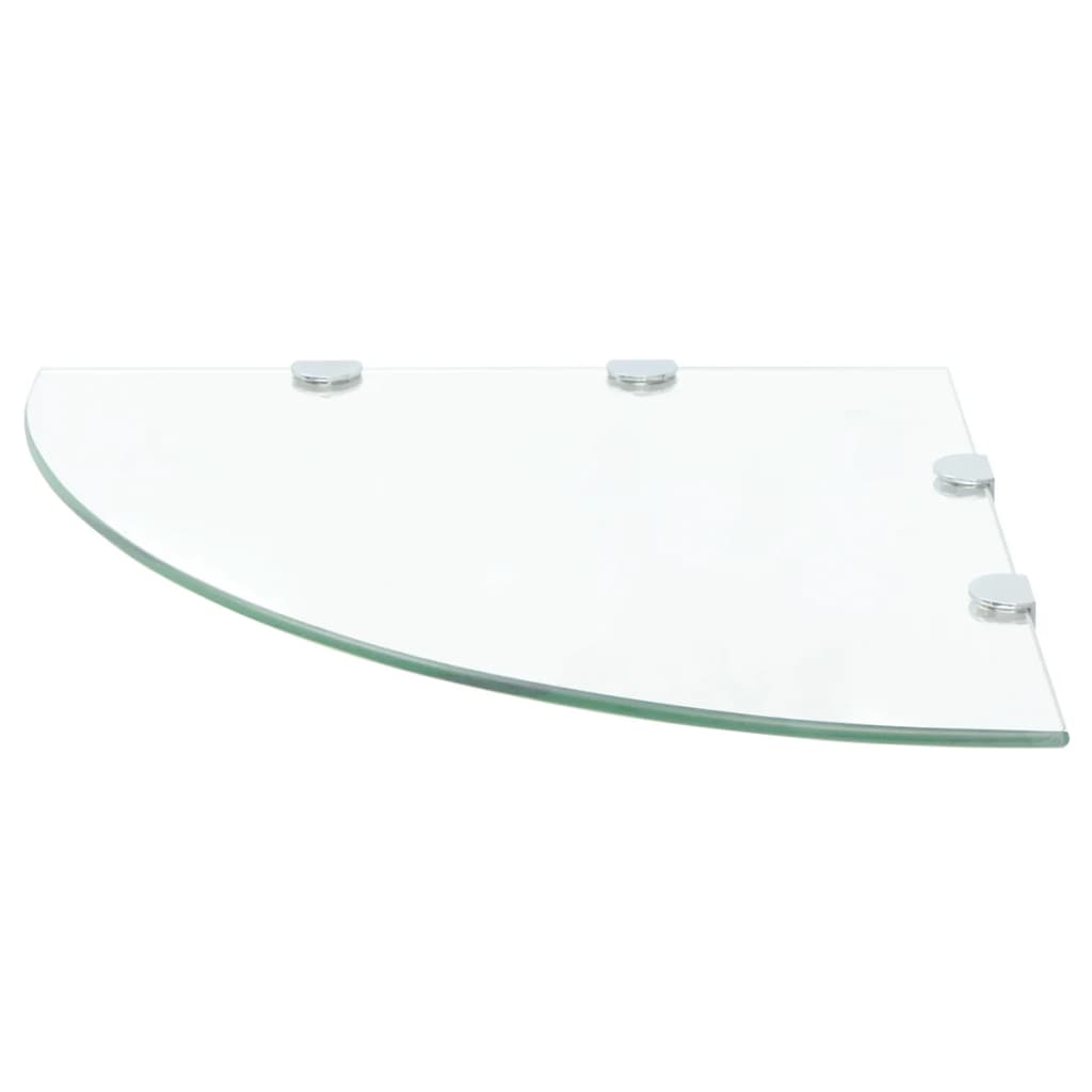 Corner Shelf with Chrome Supports Glass Clear 45x45 cm