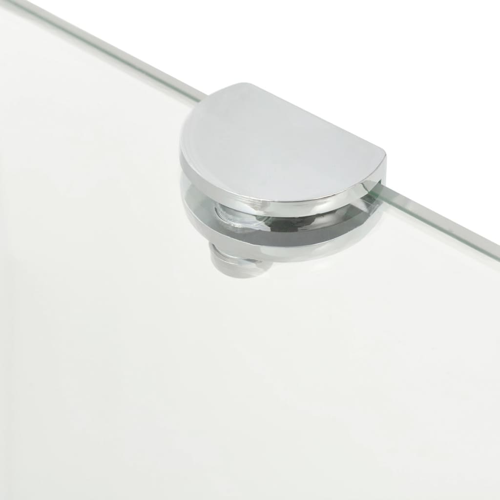 Corner Shelf with Chrome Supports Glass Clear 45x45 cm