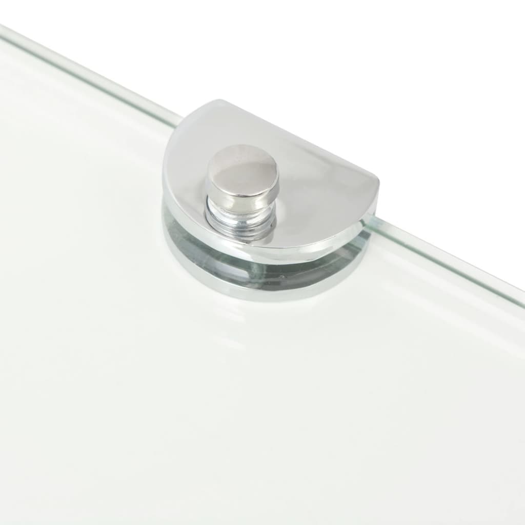 Corner Shelf with Chrome Supports Glass Clear 45x45 cm