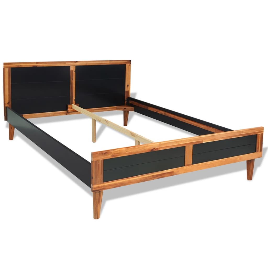 Bed Frame without Mattress Black Solid Acacia Wood 140x200 cm