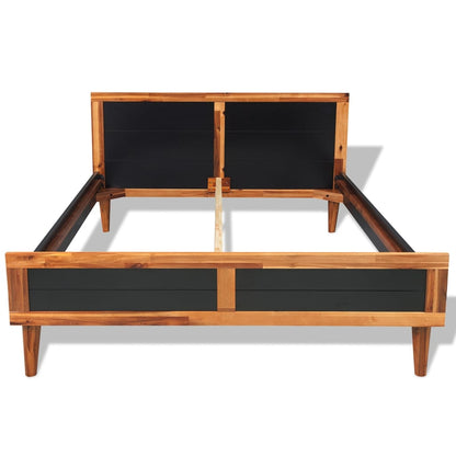 Bed Frame without Mattress Black Solid Acacia Wood 140x200 cm