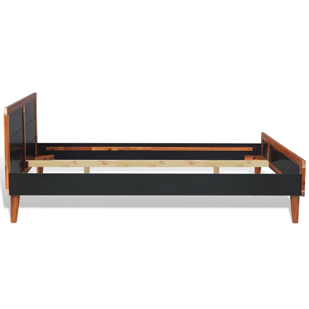 Bed Frame without Mattress Black Solid Acacia Wood 140x200 cm