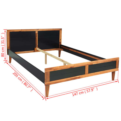 Bed Frame without Mattress Black Solid Acacia Wood 140x200 cm