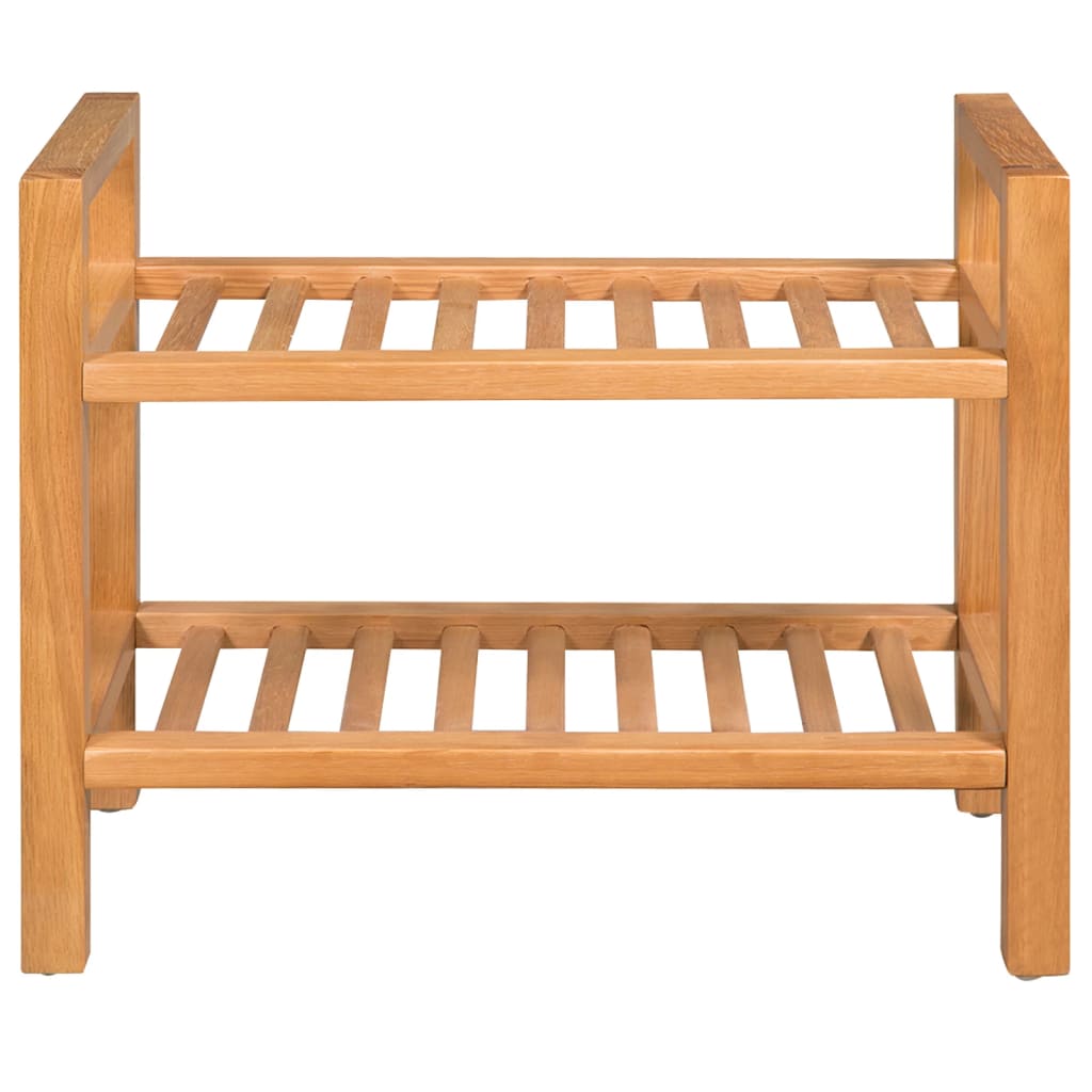 Shoe Rack with 2 Shelves 50x27x40 cm Solid Oak Wood