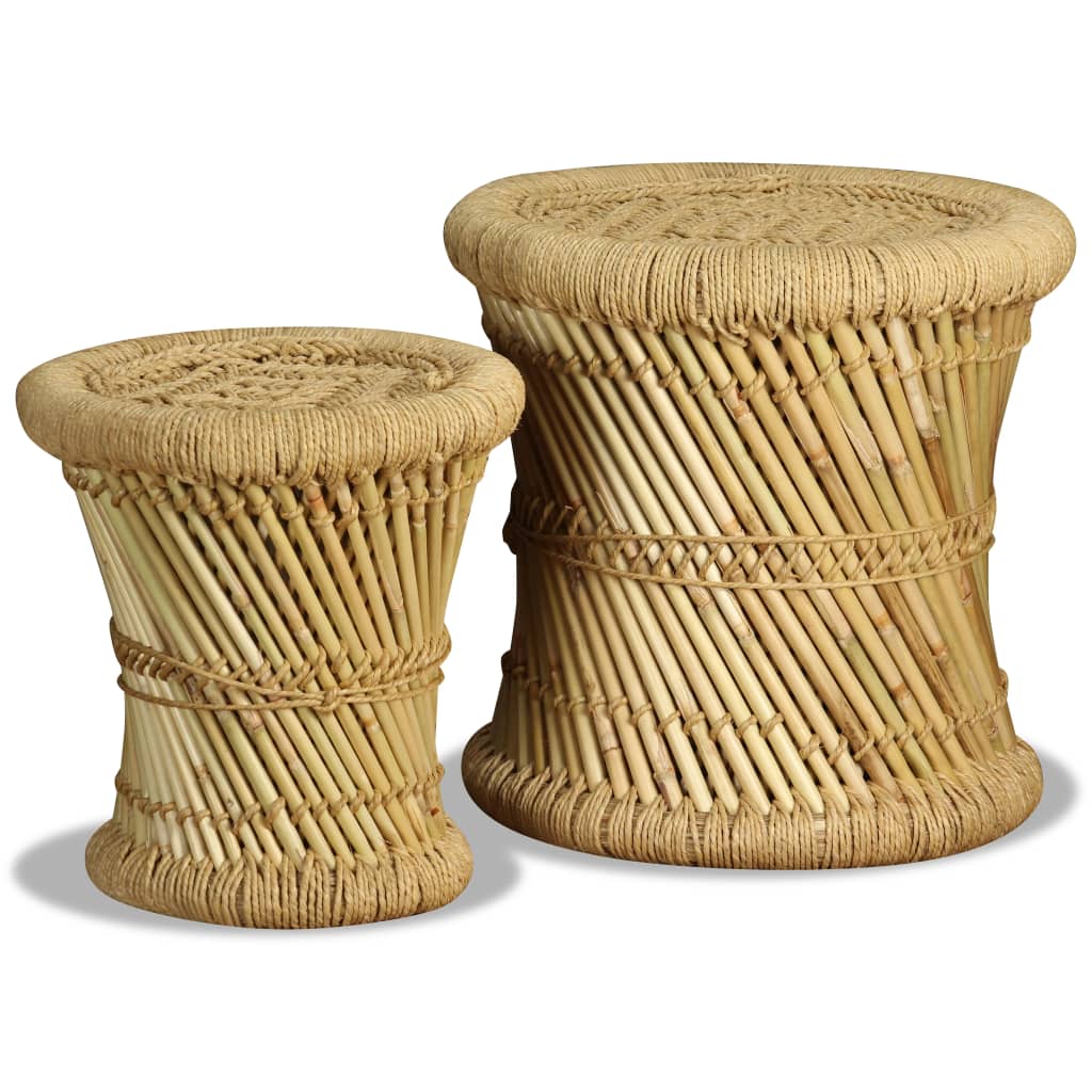 Stools 2 pcs Bamboo and Jute