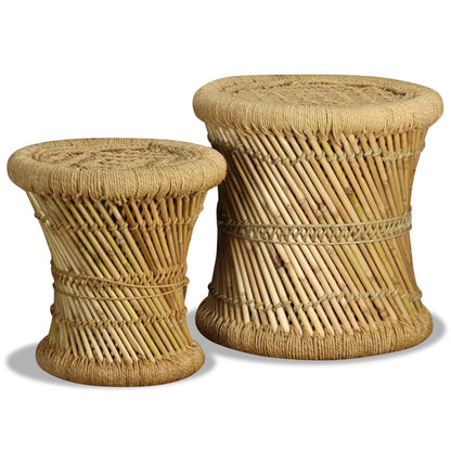 Stools 2 pcs Bamboo and Jute