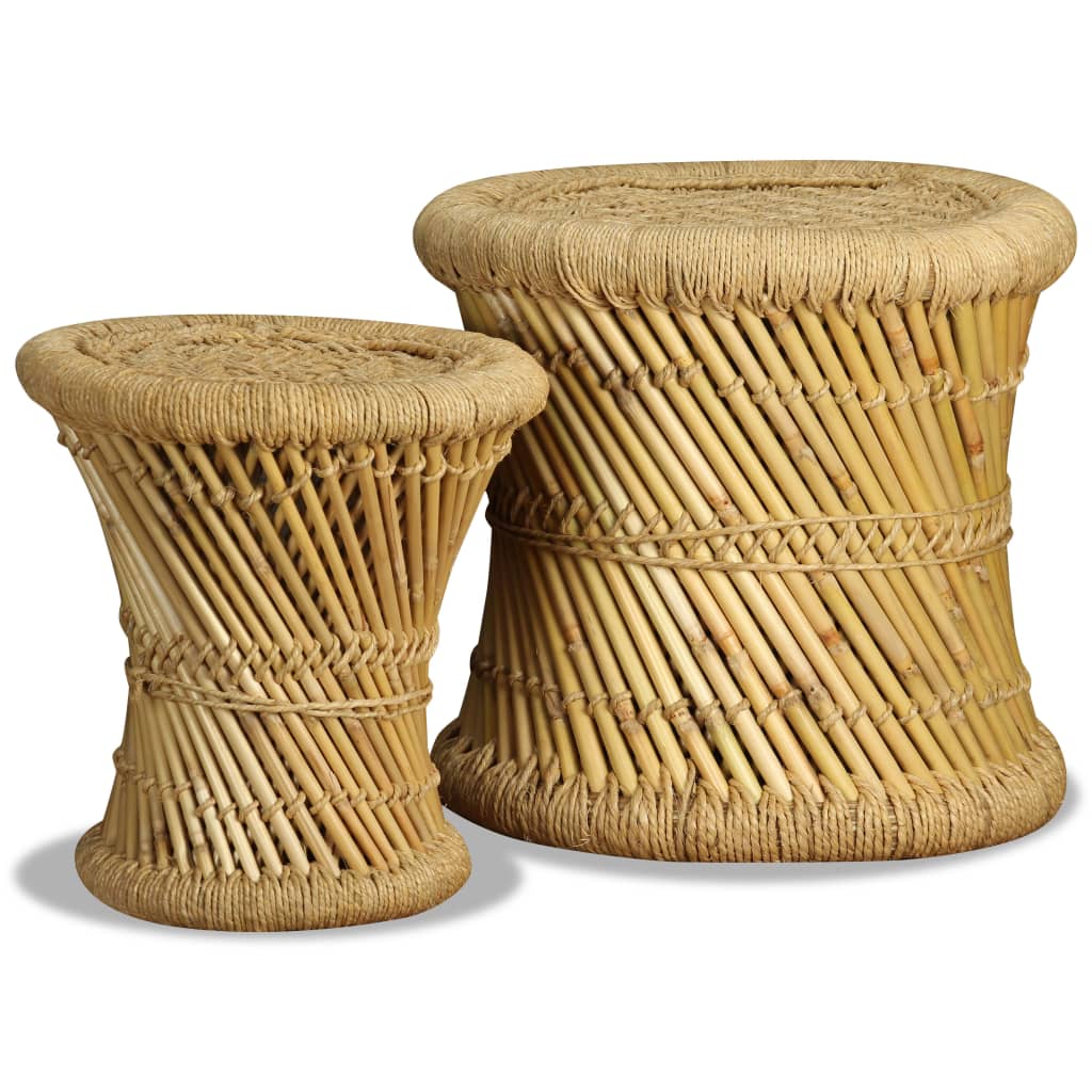 Stools 2 pcs Bamboo and Jute