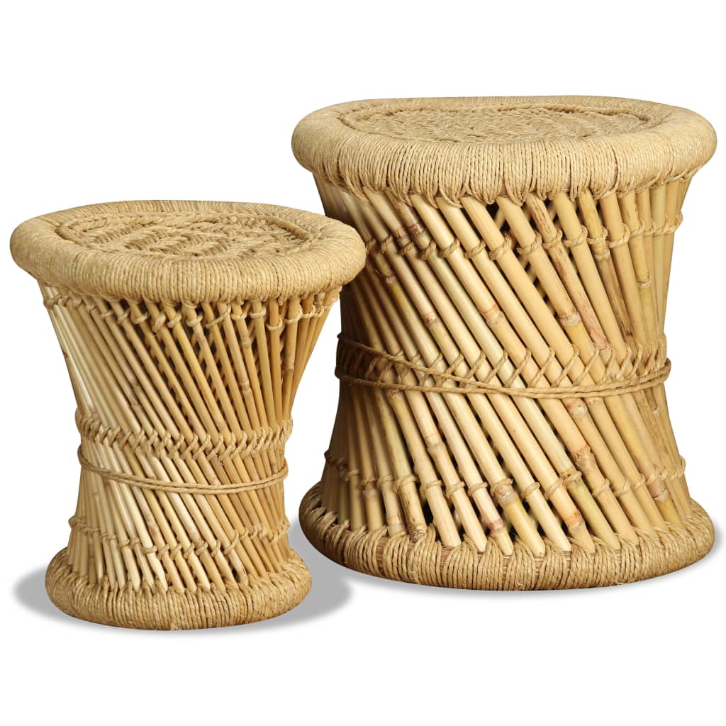 Stools 2 pcs Bamboo and Jute