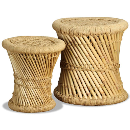 Stools 2 pcs Bamboo and Jute