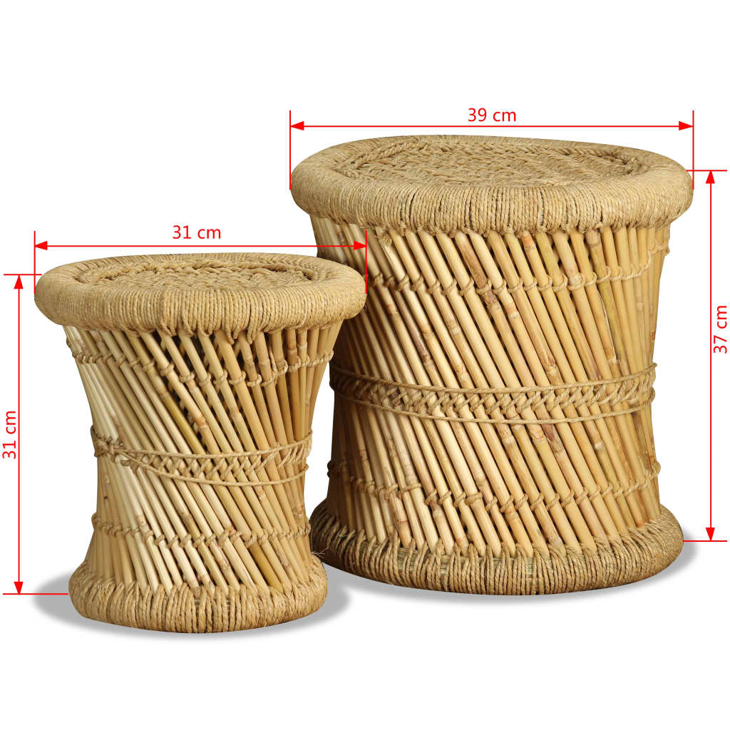 Stools 2 pcs Bamboo and Jute